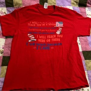 Dr‎ Seuss red t shirt teacher Size L